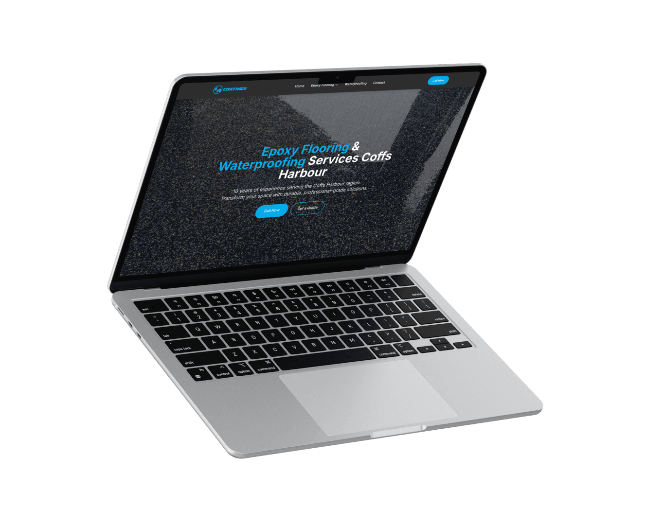 Custom website on laptop